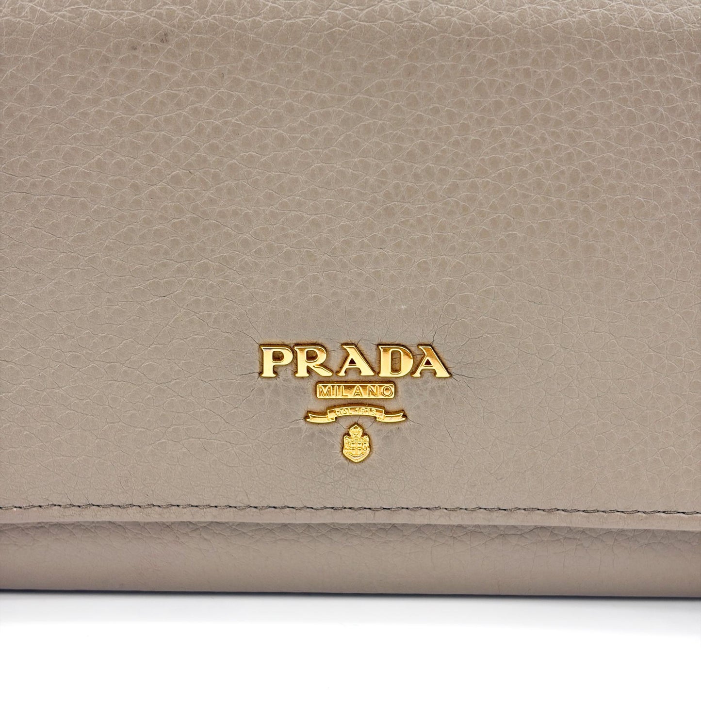 Prada Vitello Phoenix Chain Wallet Arguila Grey