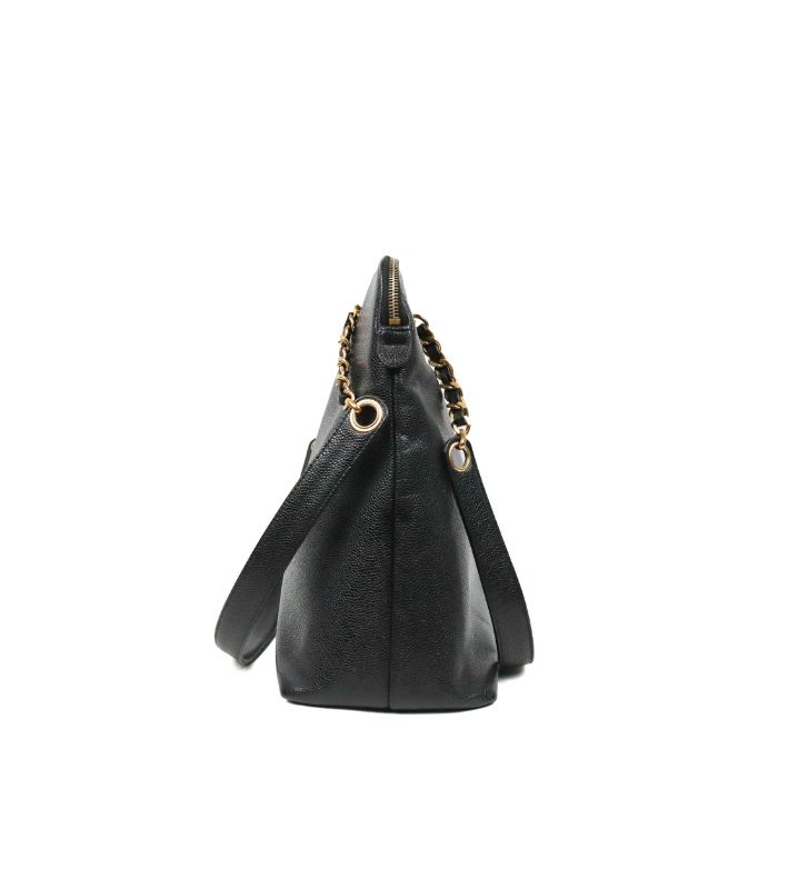 Chanel Black Caviar Golden Ball Big CC Chain Shoulder Bag