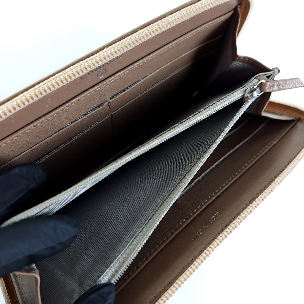CC Caviar Zipper Long Wallet