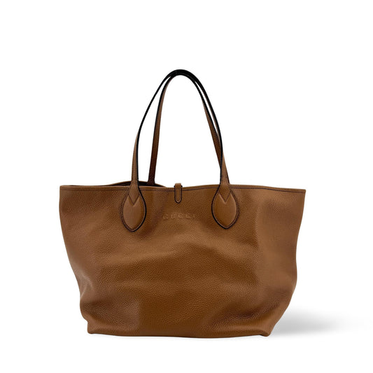 Sac cabas réversible moyen en cuir Gucci marron