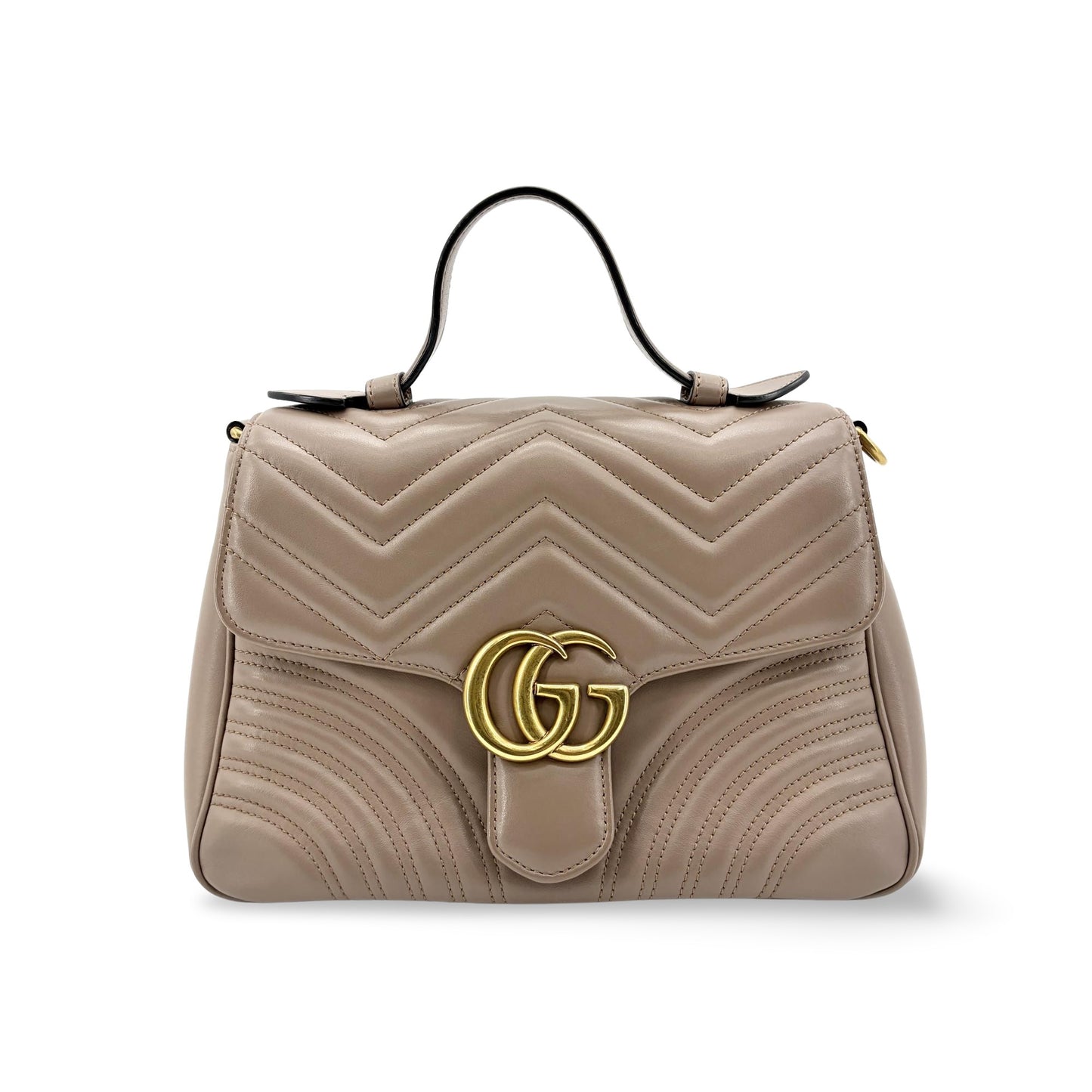Gucci GG Marmont Small Matelassé Top Handle Bag Taupe