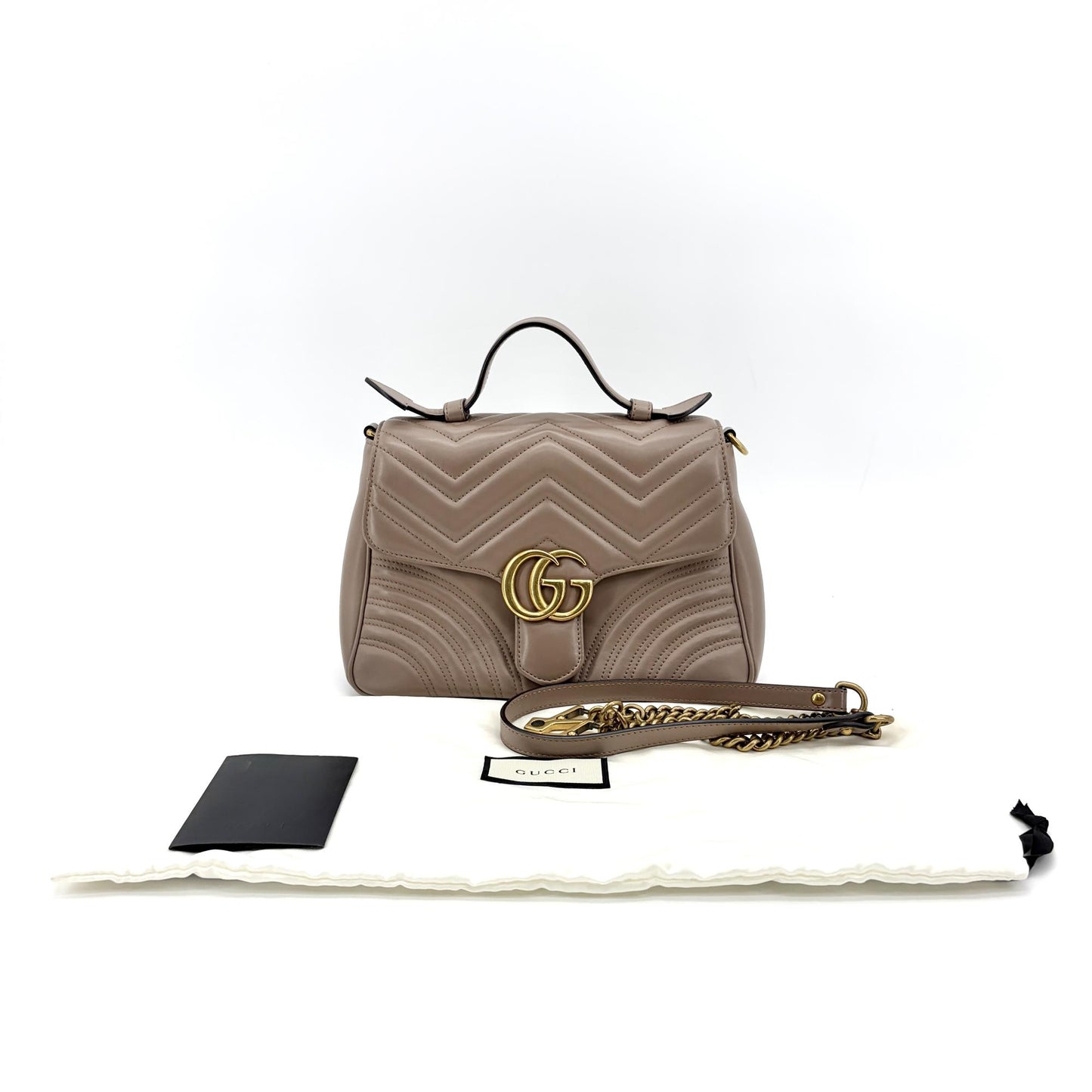 Gucci GG Marmont Small Matelassé Top Handle Bag Taupe