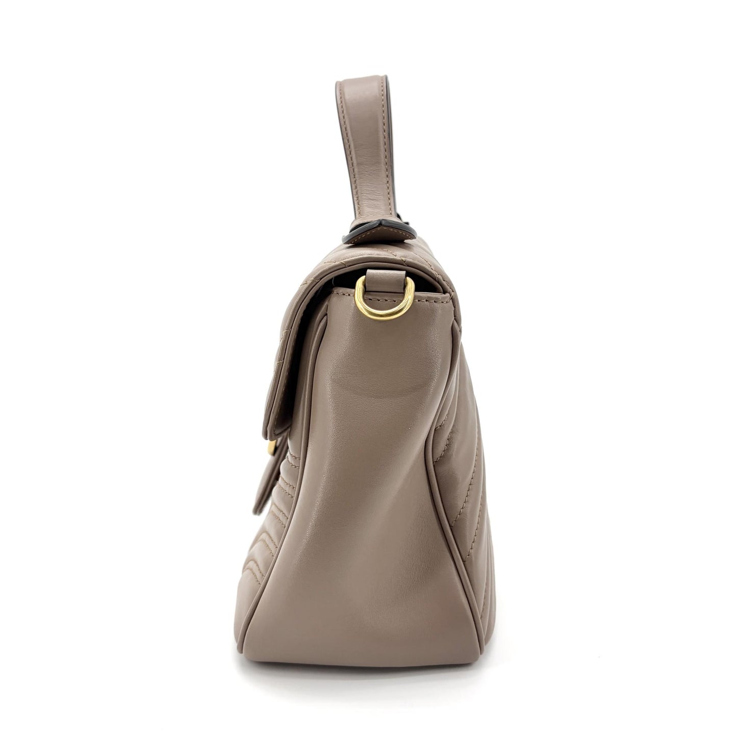 Gucci GG Marmont Small Matelassé Top Handle Bag Taupe