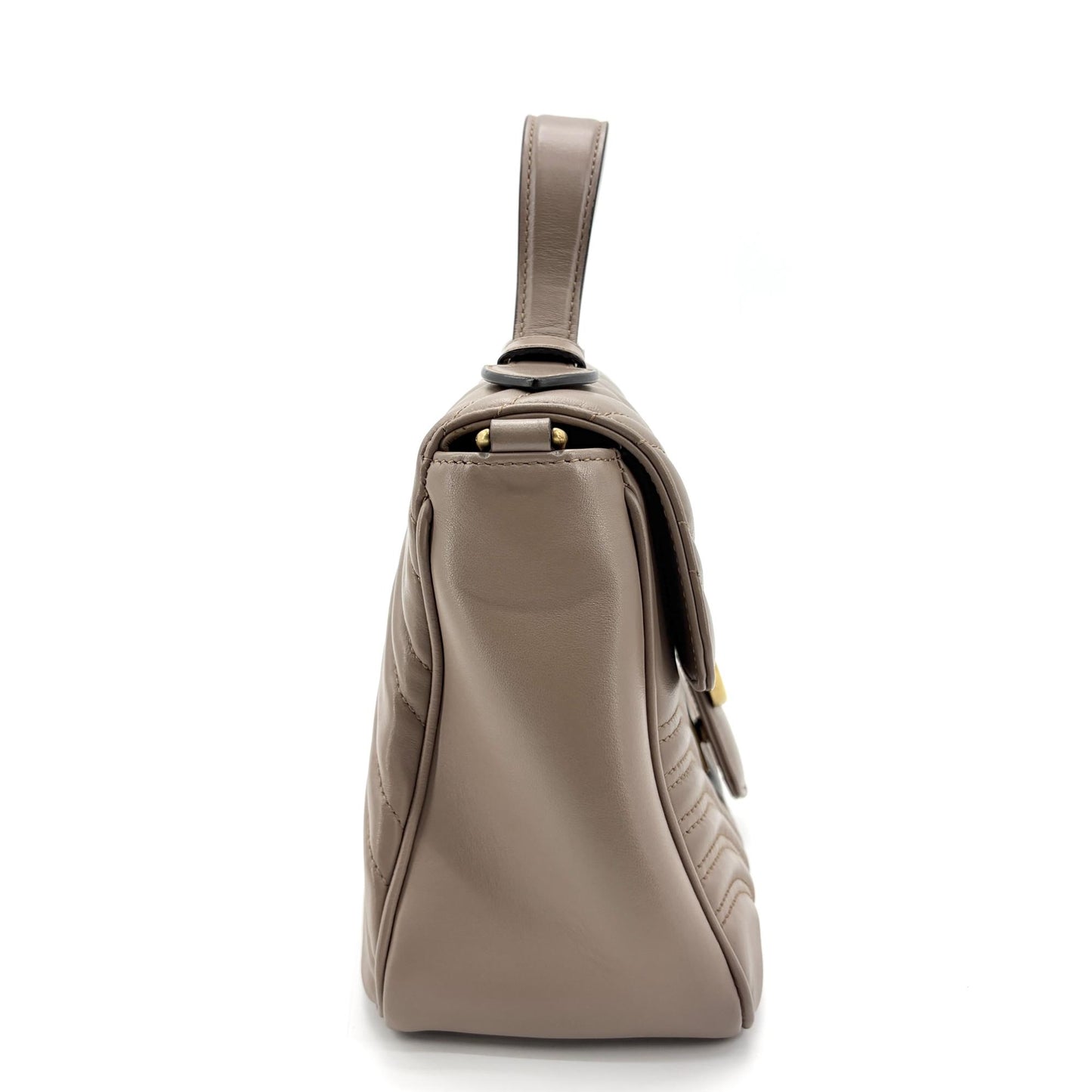 Gucci GG Marmont Small Matelassé Top Handle Bag Taupe