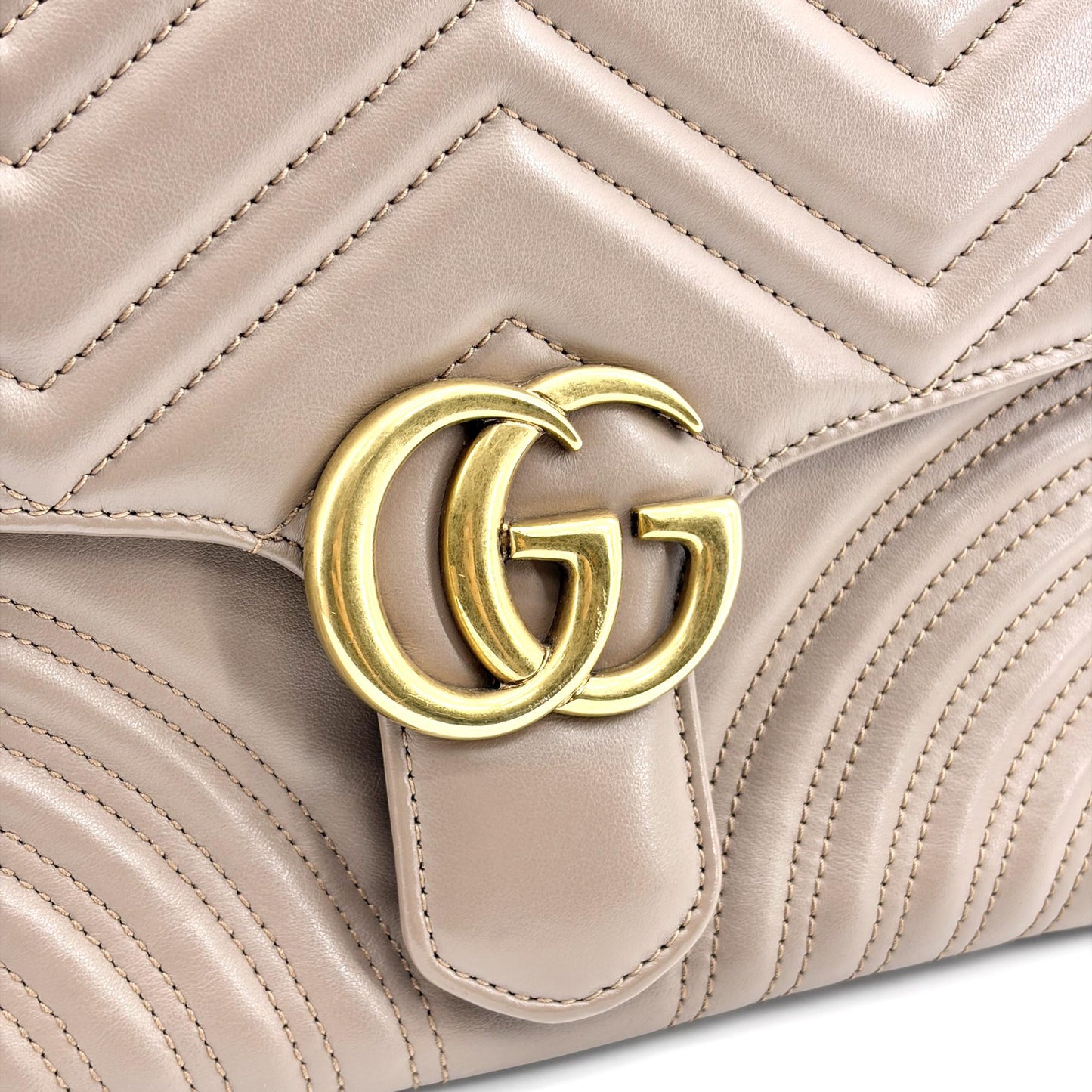 Gucci GG Marmont Small Matelassé Top Handle Bag Taupe