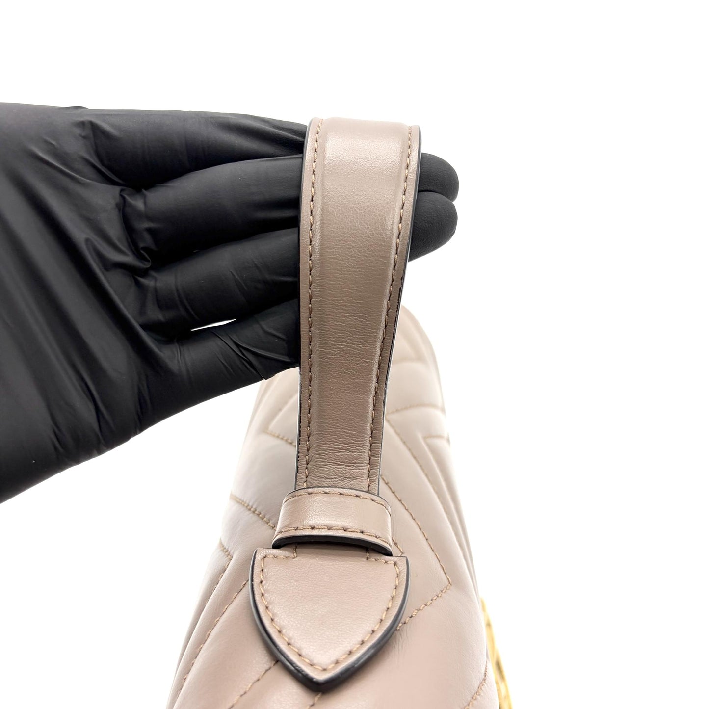 Gucci GG Marmont Small Matelassé Top Handle Bag Taupe