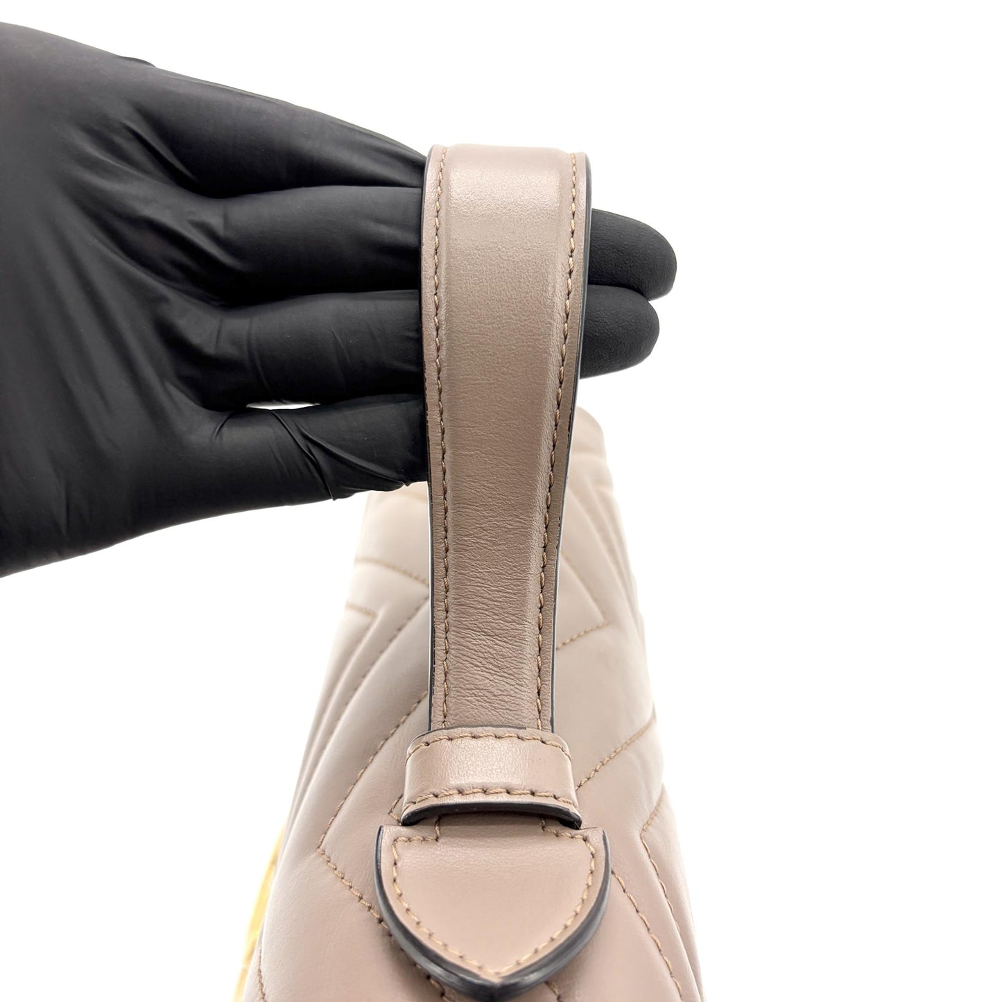 Gucci GG Marmont Small Matelassé Top Handle Bag Taupe