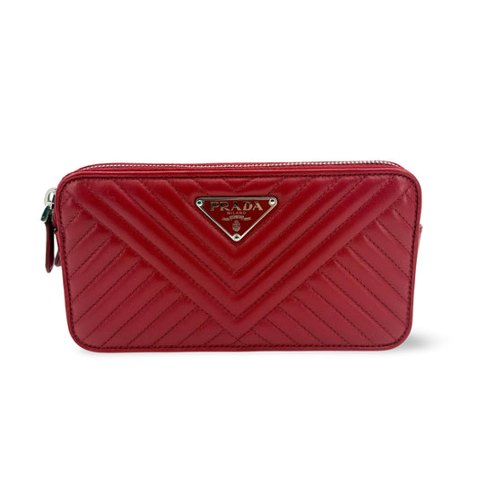 Prada Quilted Napa Leather Pouch Red