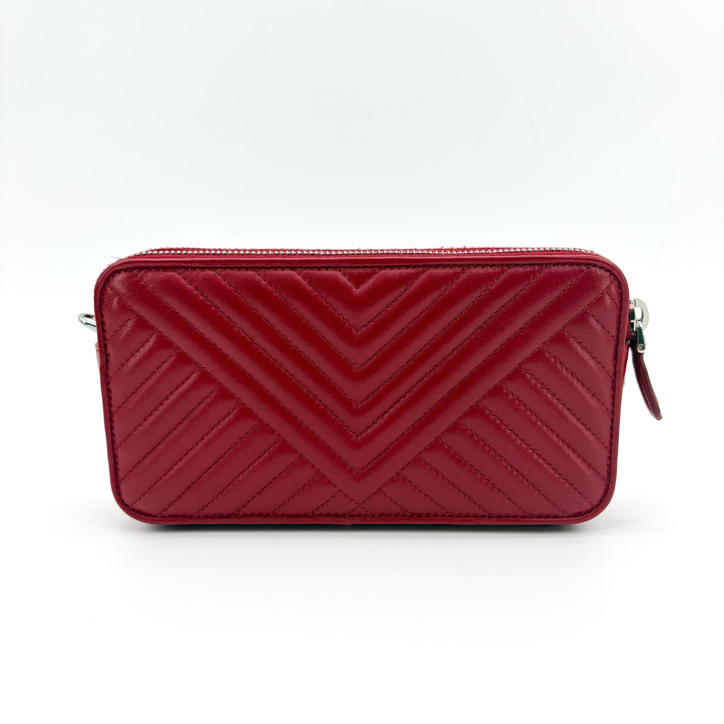 Prada Quilted Napa Leather Pouch Red