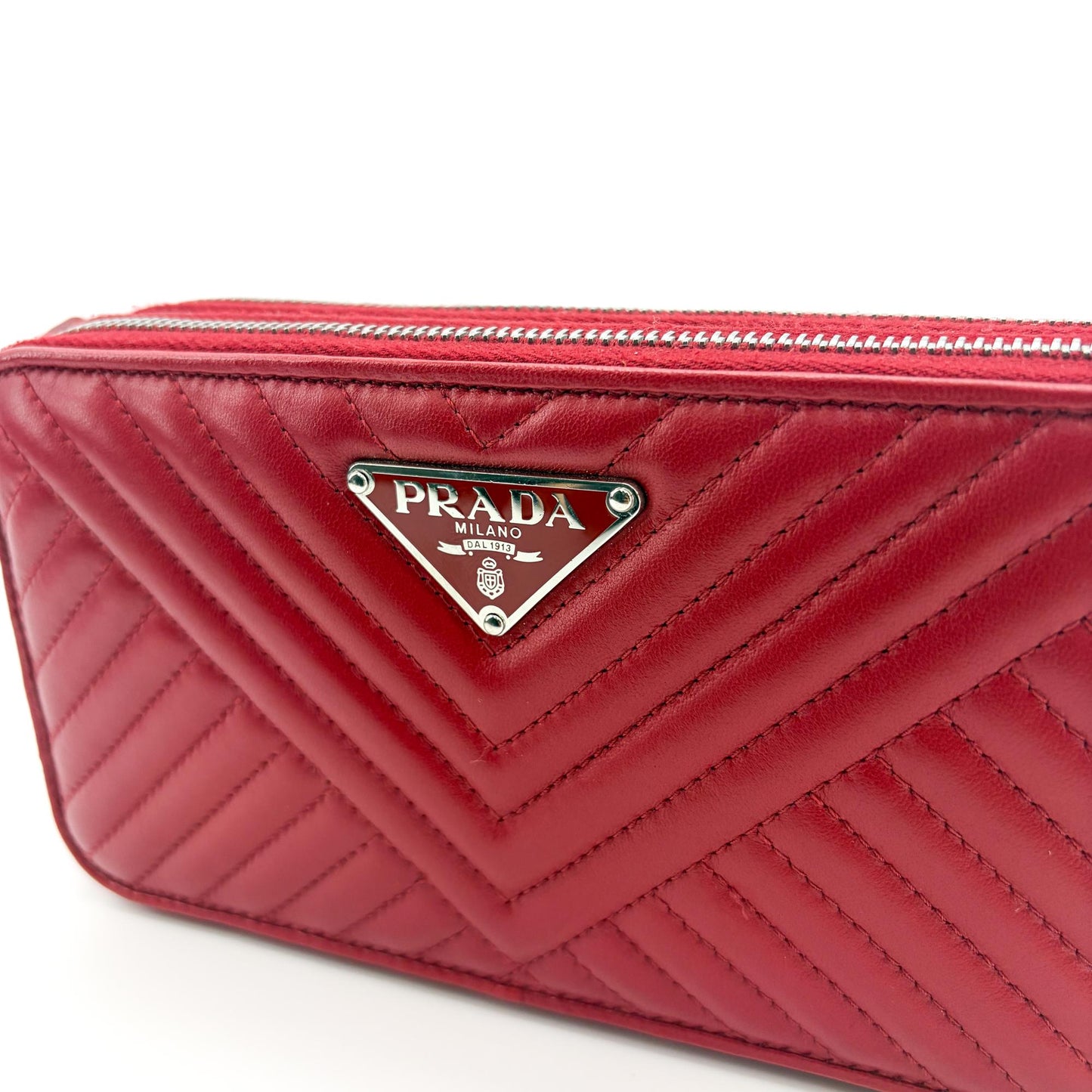 Prada Quilted Napa Leather Pouch Red