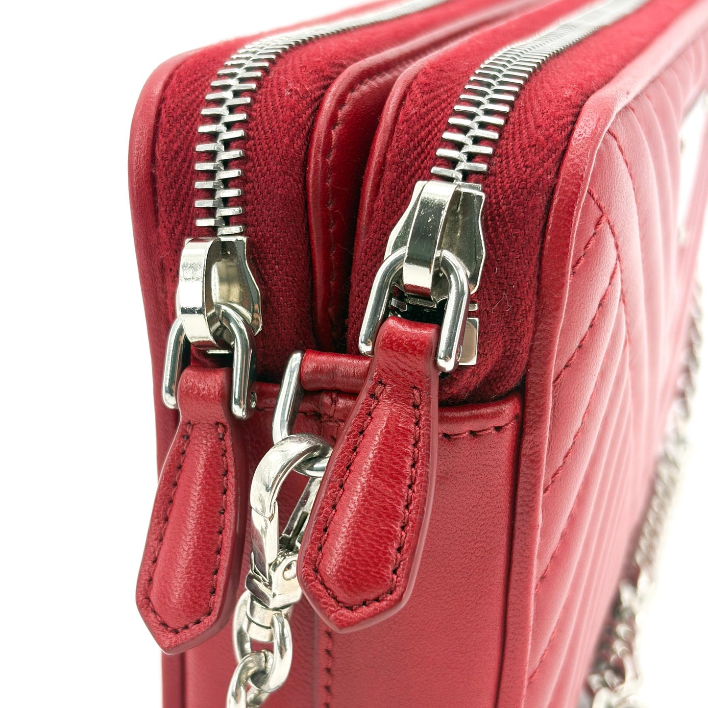 Prada Quilted Napa Leather Pouch Red