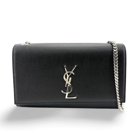 Saint Laurent Medium Kate Shoulder Bag Black with Silver Hardware