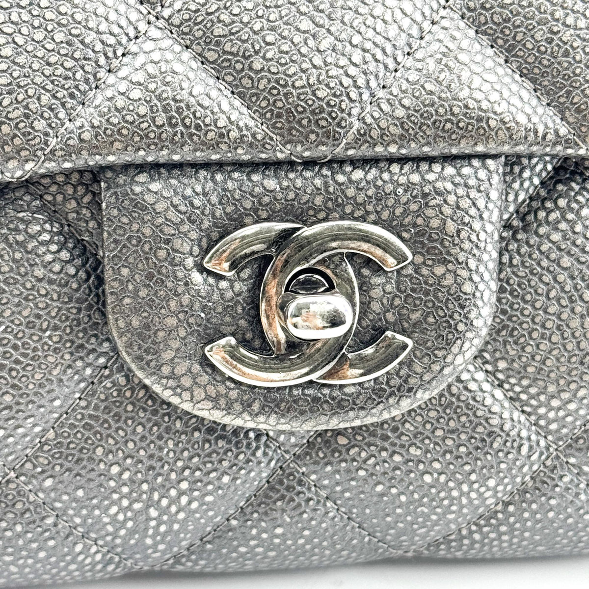 Chanel Classic Medium Flap Bag Caviar Silver Hardware Black