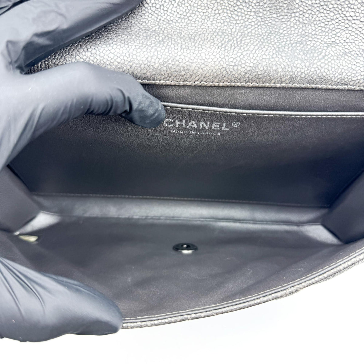 Chanel Classic Medium Flap Bag Caviar Silver Hardware Black