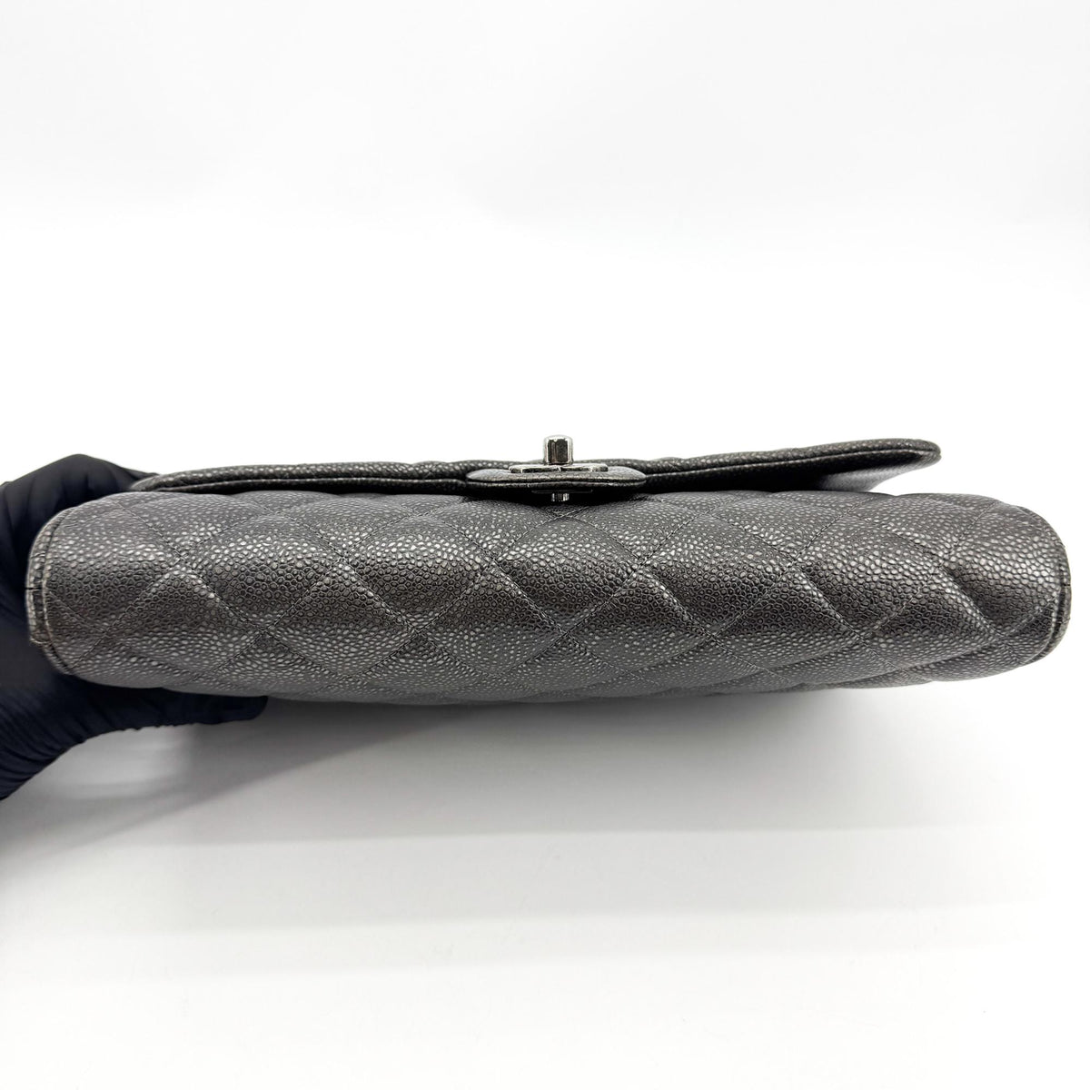 Chanel Classic Medium Flap Bag Caviar Silver Hardware Black