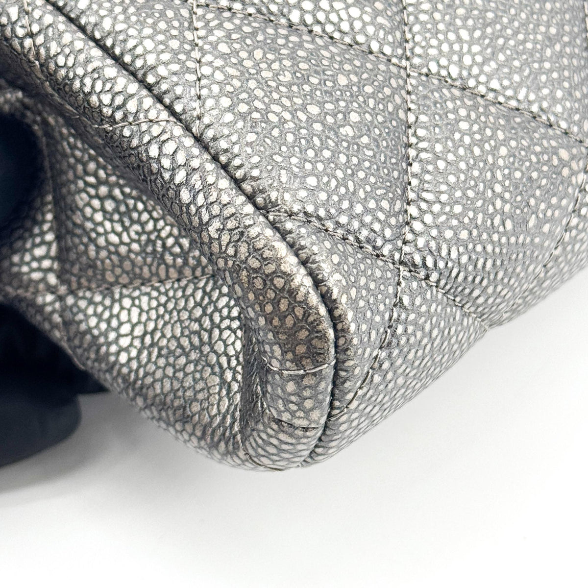 Chanel Classic Medium Flap Bag Caviar Silver Hardware Black