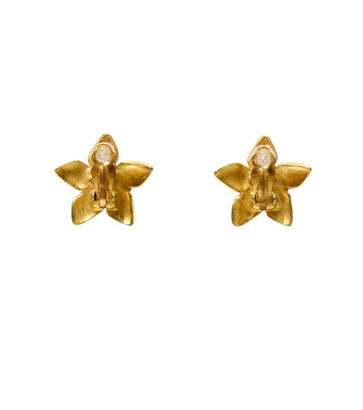 Chanel Flower CC Gold Earrings