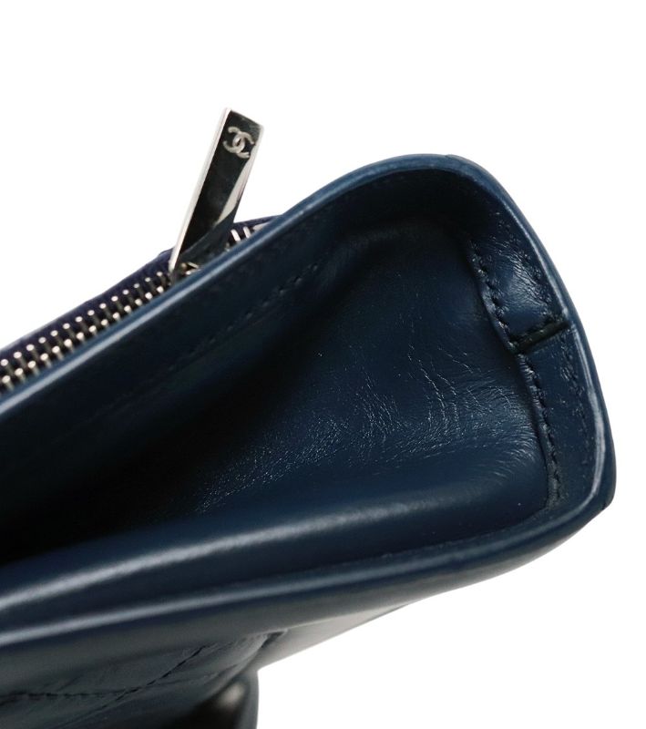 Chanel Navy Leather Matelassé Chain Shoulder Bag