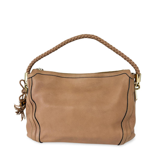 Gucci Bamboo Tassel Braided Handle Hobo Bag Beige