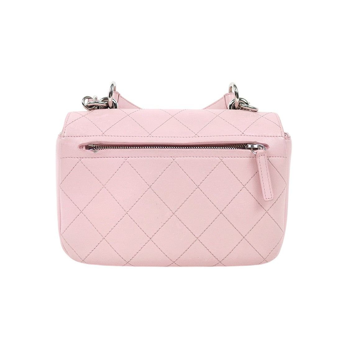 Chanel Pink Lambskin Quilted CC Flap Top-Handle 2-Way Bag