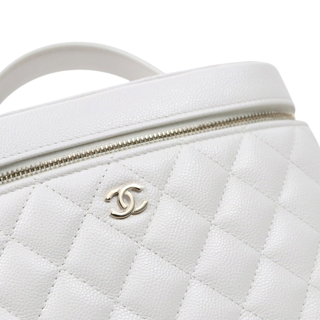 Chanel White Caviar Cosmetics Vanity Bag
