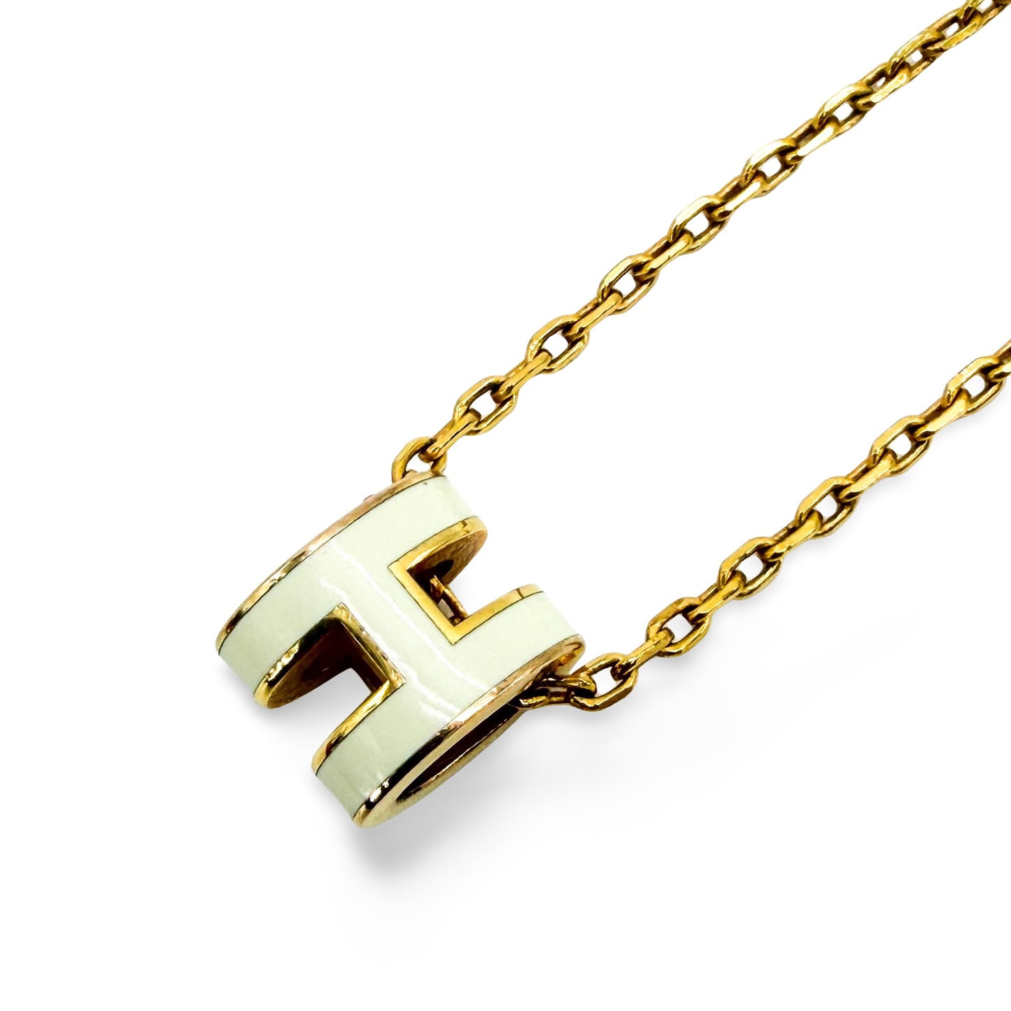 Hermès Pop H Pendant Necklace Gold White