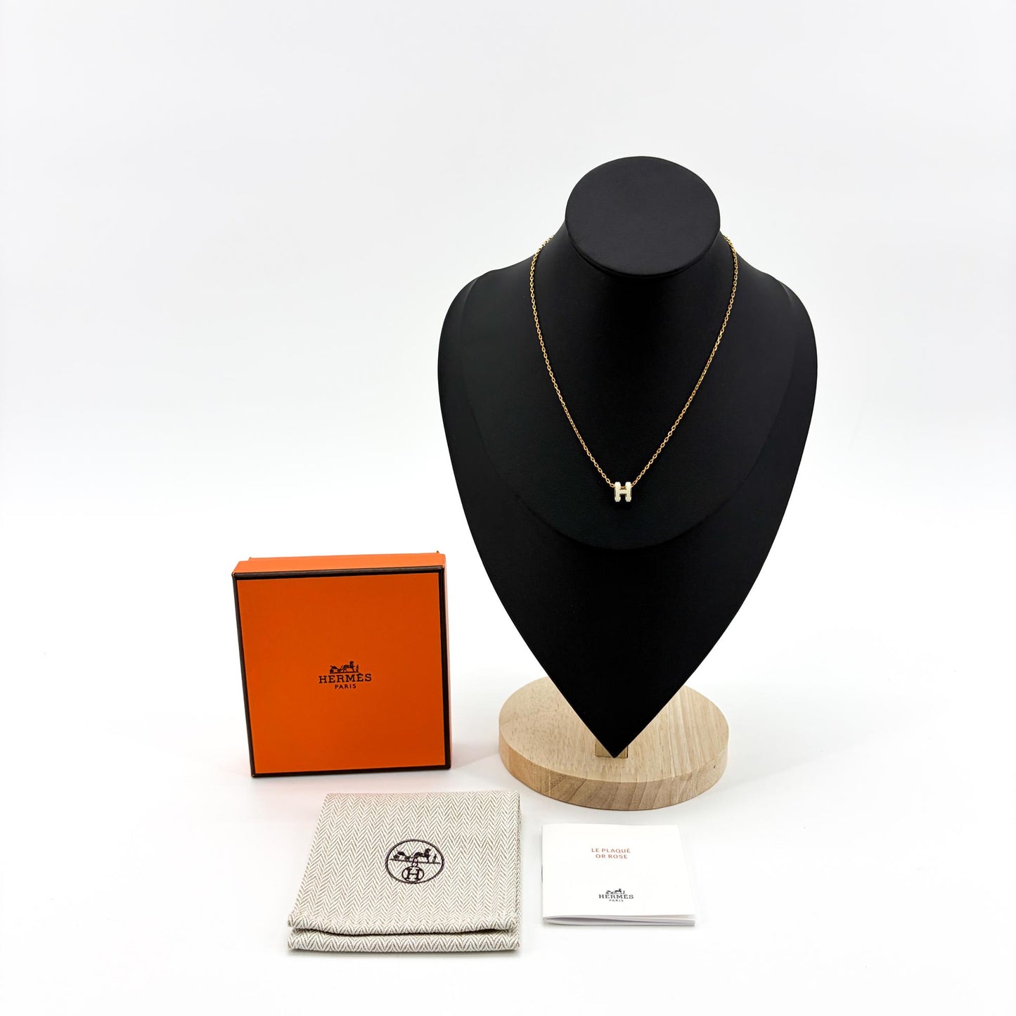 Hermès Pop H Pendant Necklace Gold White