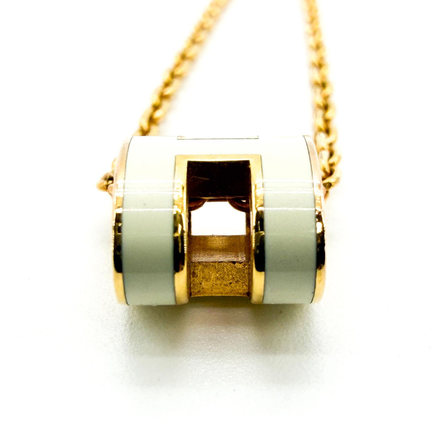 Hermès Pop H Pendant Necklace Gold White
