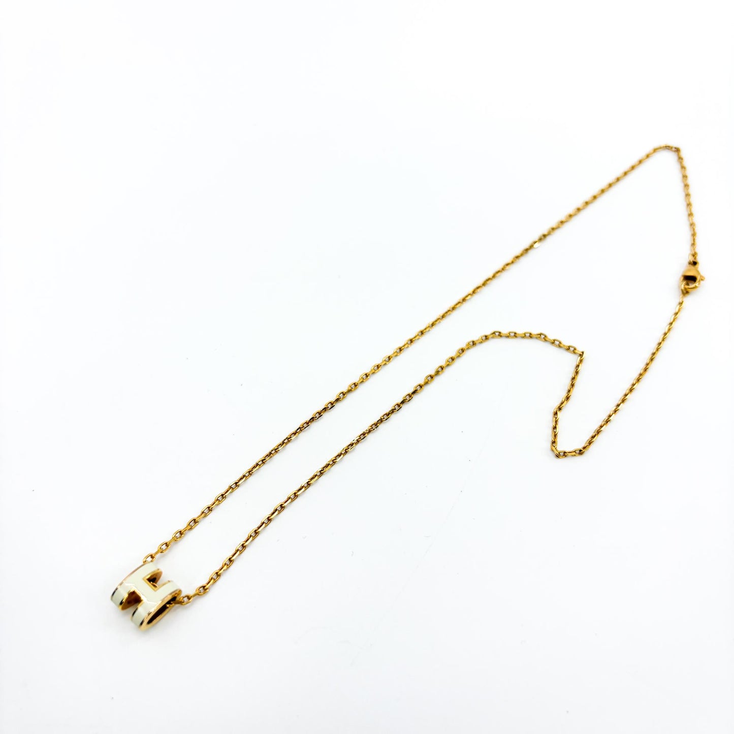 Hermès Pop H Pendant Necklace Gold White