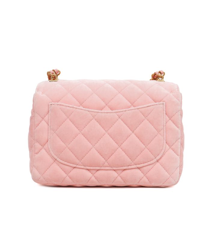 Chanel Season Mini Pink Velvet Shoulder Bag