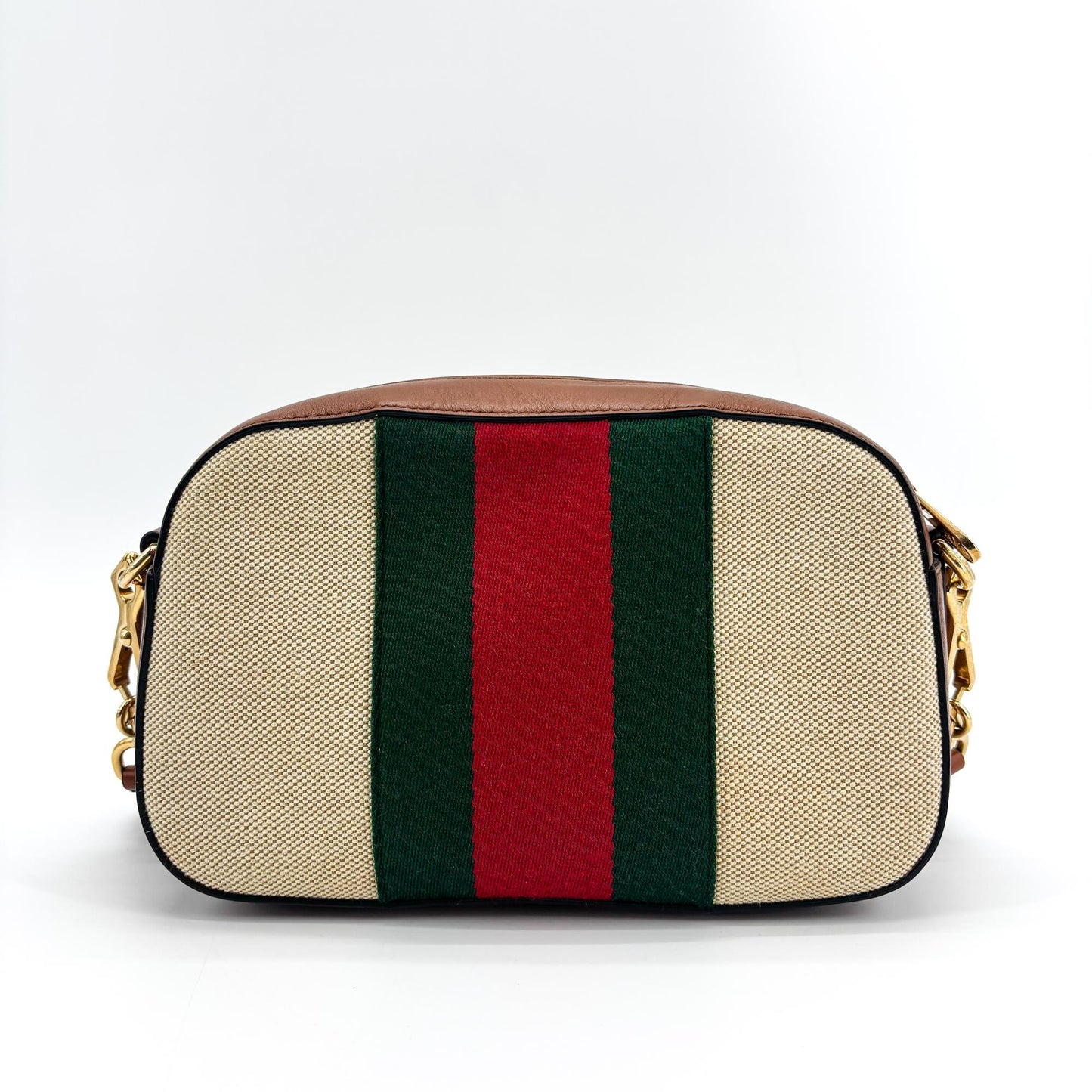 Gucci Ophidia Small Web Canvas Camera Bag Brown