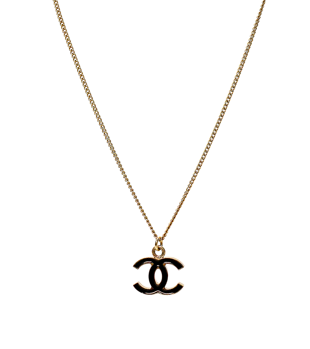 Chanel Black CC Gold Necklace