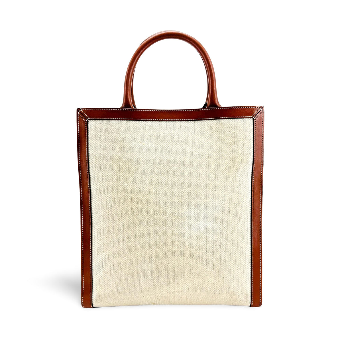 Sac fourre-tout Cabas Hermès Vintage en toile et cuir Barenia