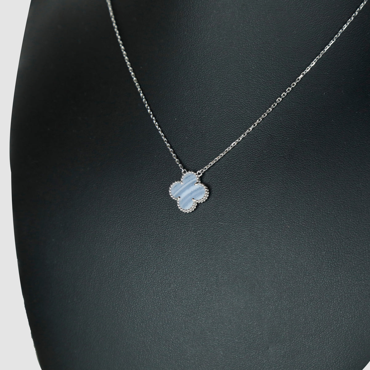 Van Cleef & Arpels Vintage Alhambra Chalcedony White Gold Necklace