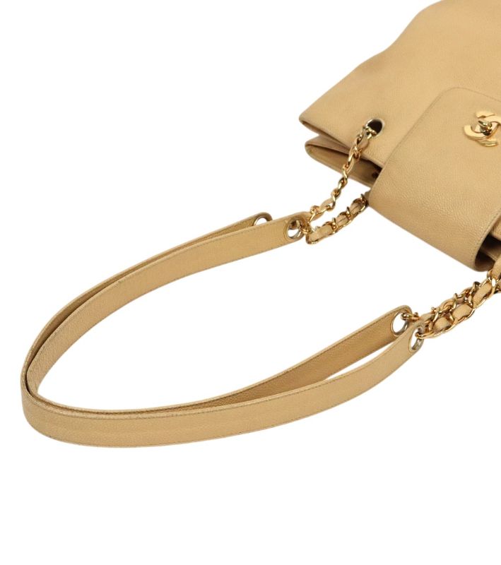 Chanel Beige Caviar CC Chain Shoulder Bag