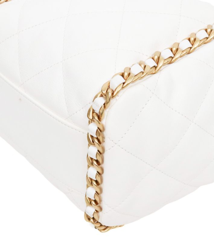 Chanel White Quilted CC Gold-Plated Chain Shoulder Bag with Built-in Chip
