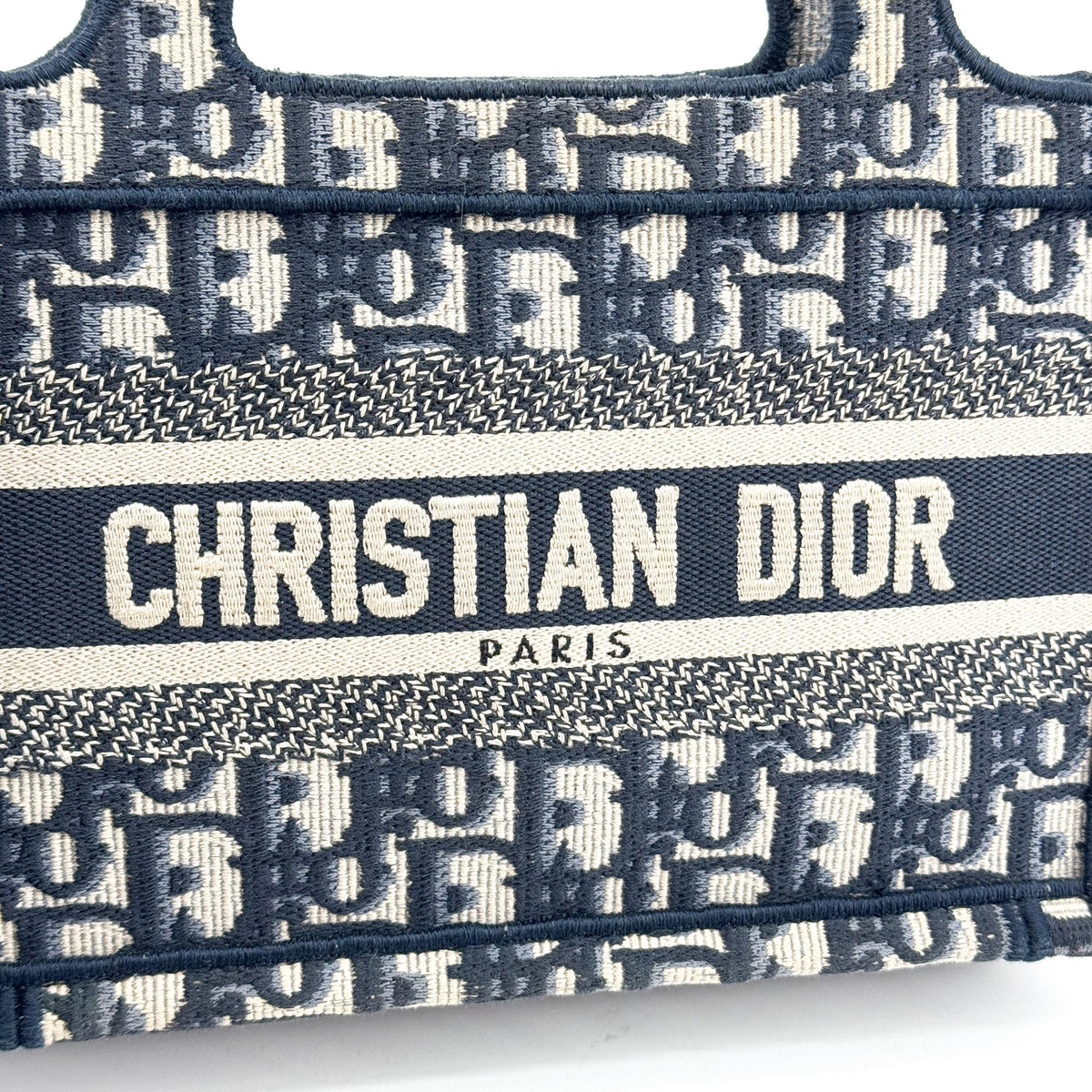 Dior Mini Book Tote Bag Oblique Embroidery Blue