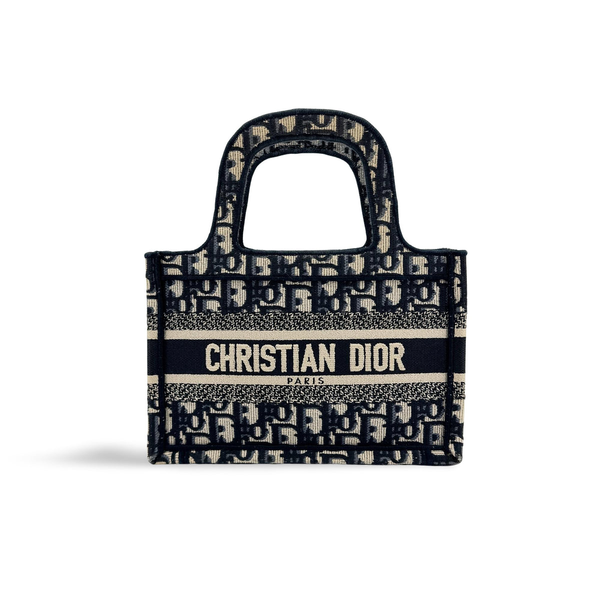 Dior Mini Book Tote Bag Oblique Embroidery Blue