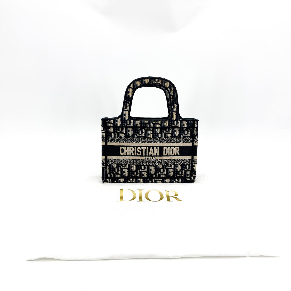 Dior Mini Book Tote Bag Oblique Embroidery Blue