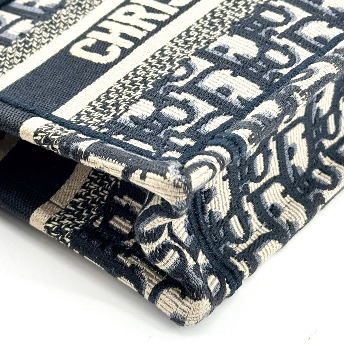 Dior Mini Book Tote Bag Oblique Embroidery Blue