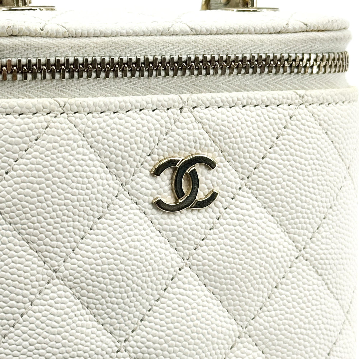 Chanel Classic Mini Chain Vanity Bag Caviar Gold Hardware White