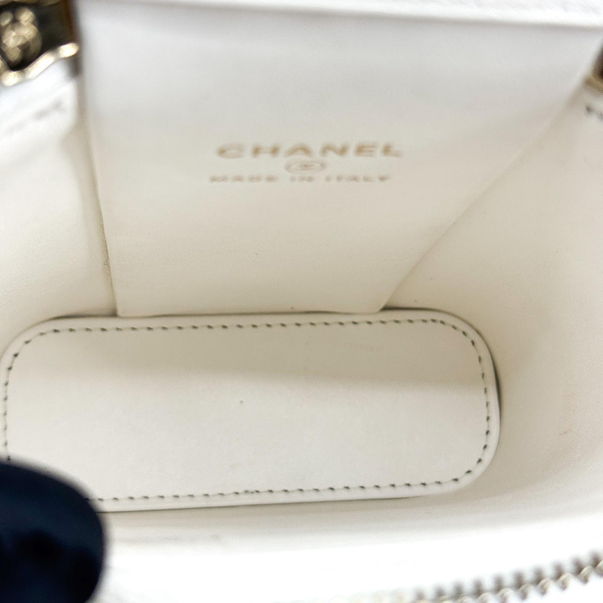 Chanel Classic Mini Chain Vanity Bag Caviar Gold Hardware White