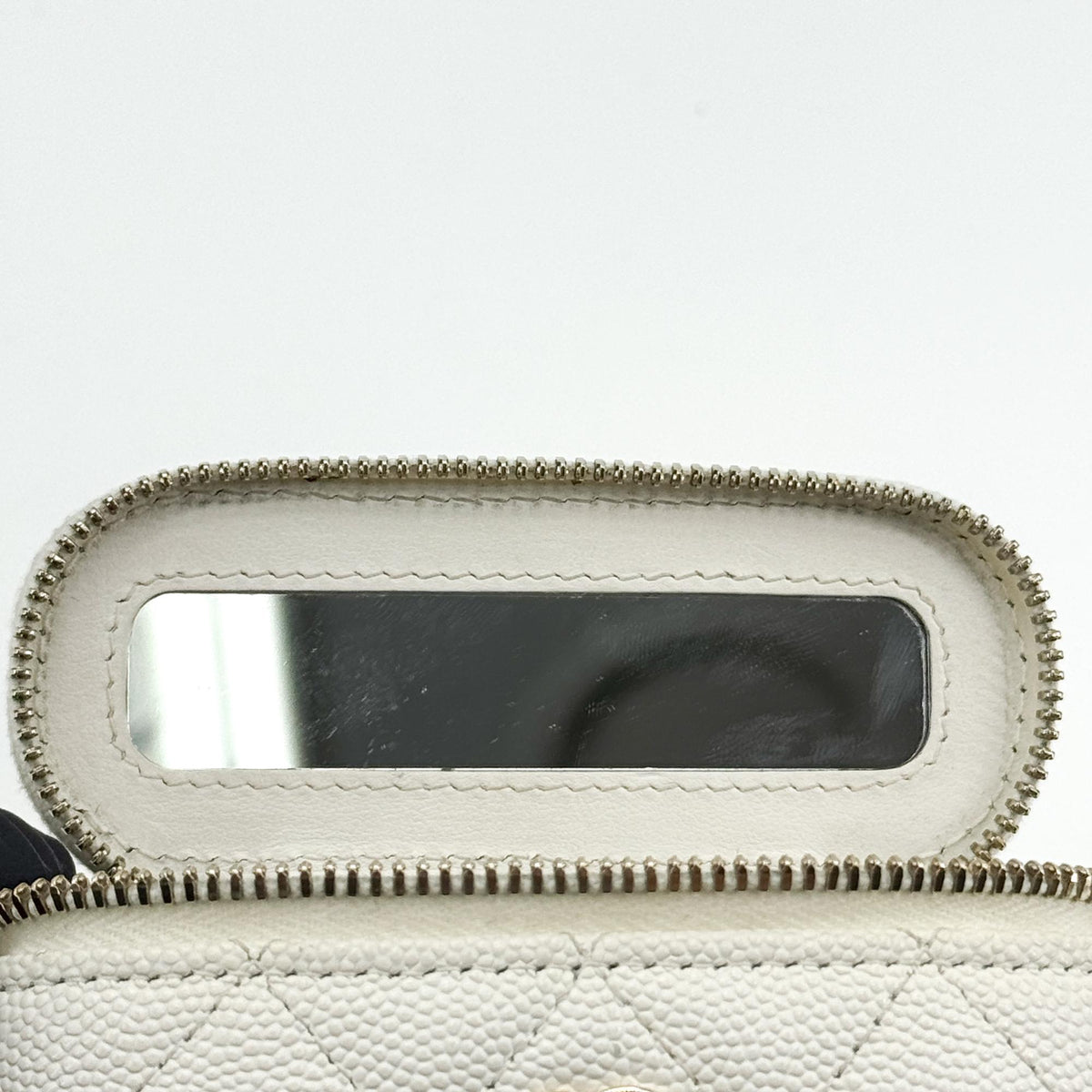 Chanel Classic Mini Chain Vanity Bag Caviar Gold Hardware White