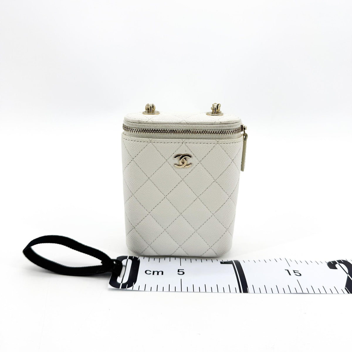 Chanel Classic Mini Chain Vanity Bag Caviar Gold Hardware White