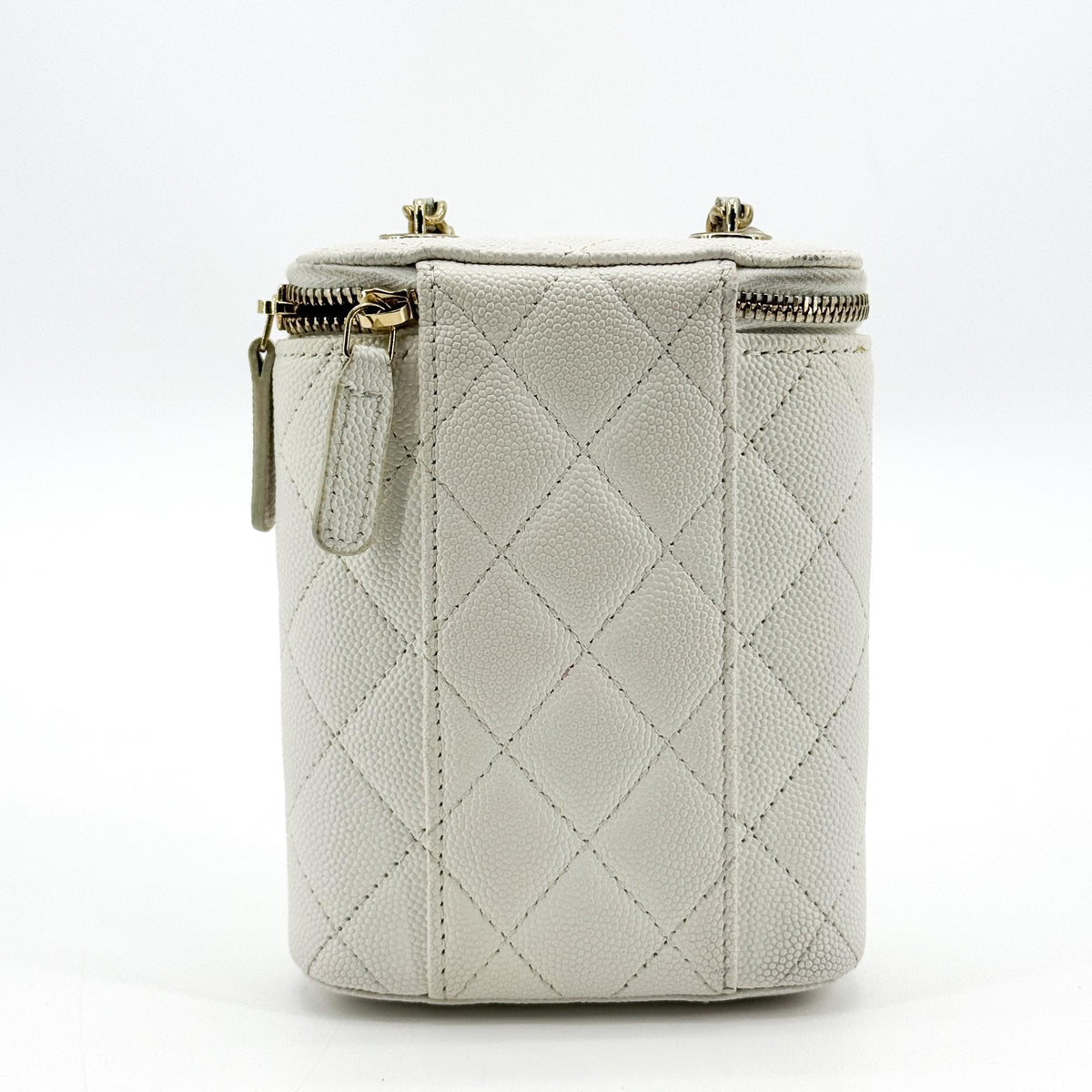 Chanel Classic Mini Chain Vanity Bag Caviar Gold Hardware White