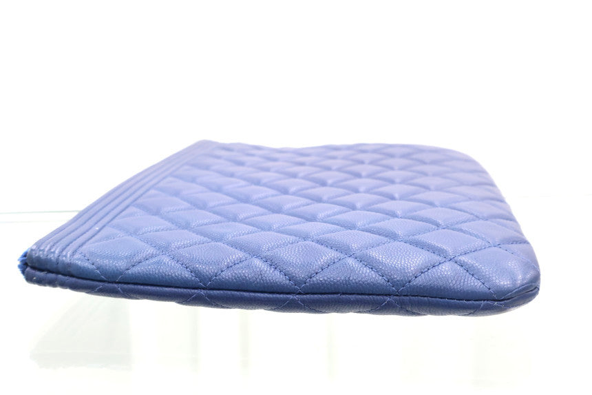 Boy New Medium Navy Gold Hardware Clutch