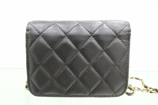 Lambskin Gold Ball Chain Flap Card Wallet Shoulder Bag