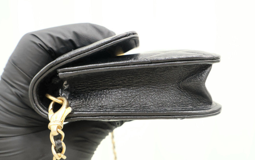 Lambskin Gold Ball Chain Flap Card Wallet Shoulder Bag