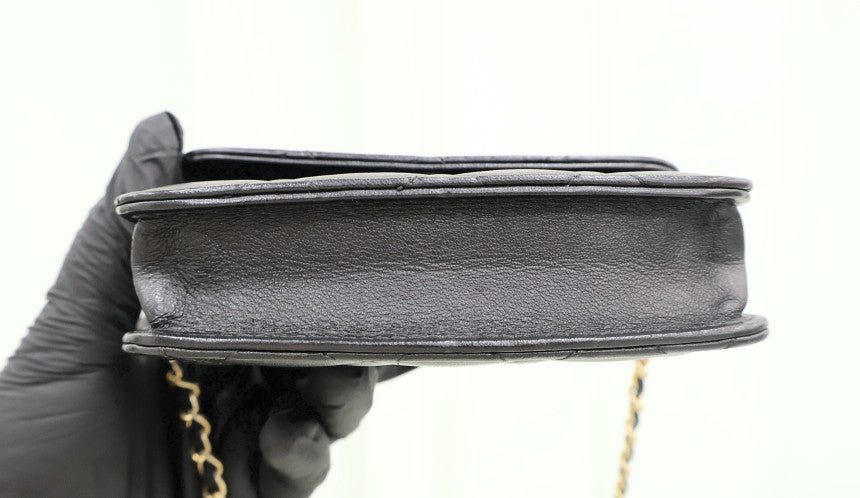 Lambskin Gold Ball Chain Flap Card Wallet Shoulder Bag