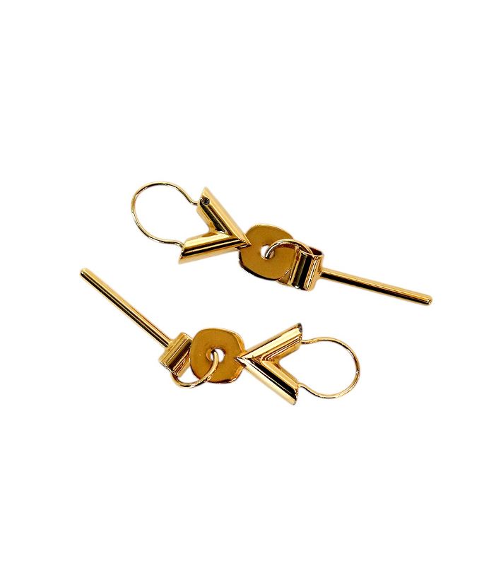 Louis Vuitton Essential V Hoop Gold Earrings